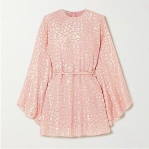 STELLA MCCARTNEY Delia belted metallic coupé silk-chiffon mini dress $1,698